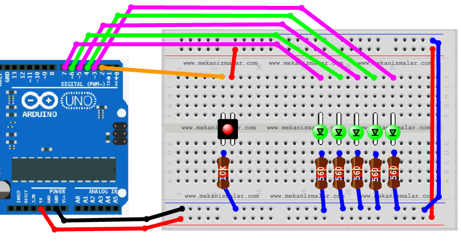 arduino led police light sequence code